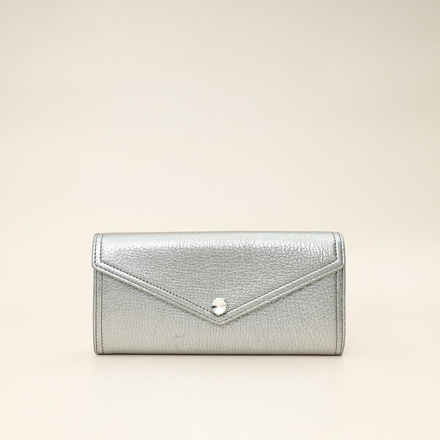 Miu Miu Metallic Silver Crystal Continental Wallet