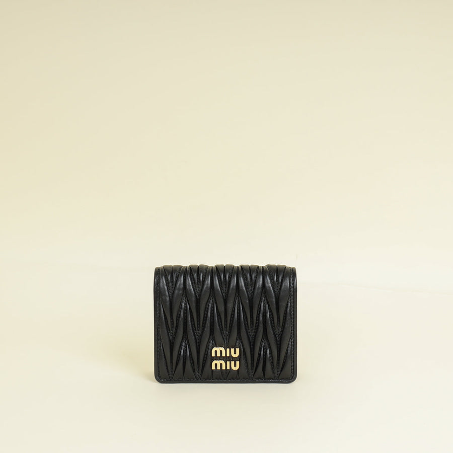 Miu Miu Black Small Matelassé Nappa Wallet