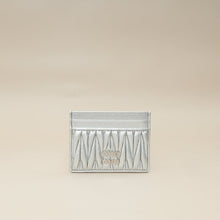 Miu Miu Metallic Silver Matelassé Nappa Card Holder