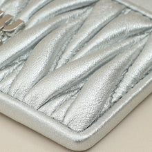 Miu Miu Metallic Silver Matelassé Nappa Card Holder