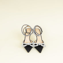 Mach & Mach Black Double Crystal Bow High Heels 38