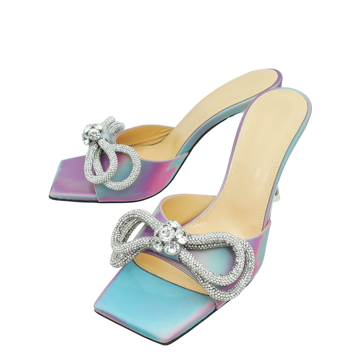 Mach & Mach Led Pink Double Bow Square Mules 37.5