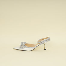 Mach & Mach Off White Satin Crystal Double Bow Pumps 40