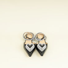 Mach & Mach Black Triple Heart Ankle Strap Flats 41