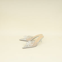 Mach & Mach Transparent  Metallic Silver Little Crystal Glass Mules 37.5