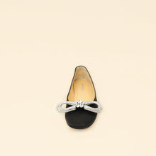 Mach & Mach Black Satin Double Bow Ballet Flats 38