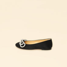 Mach & Mach Black Satin Double Bow Ballet Flats 38