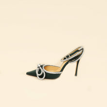 Mach & Mach Emerald Satin Crystal Double Bow Pumps 38