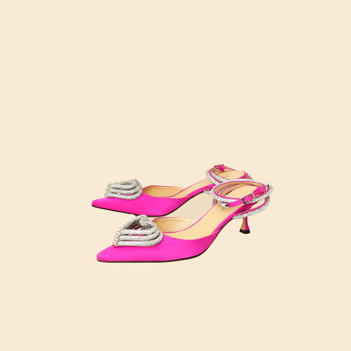 Mach & Mach Fuchsia Satin Triple Heart Pumps 40