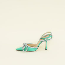 Mach & Mach Green Double Bow Satin Pumps 39