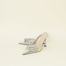 Mach & Mach Iridescent Double Bow Crystals Heeled Mules 41