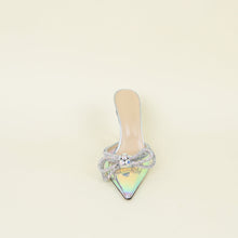 Mach & Mach Iridescent Double Bow Crystals Heeled Mules 41