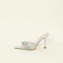 Mach & Mach Iridescent Double Bow Crystals Heeled Mules 41