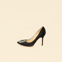 Manolo Blahnik Black Satin Hangisi Pump 37.5