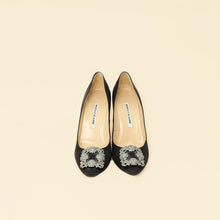 Manolo Blahnik Black Satin Hangisi Pump 37.5