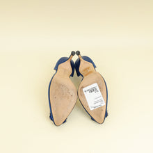 Manolo Blahnik Navy Blue Hangisi D'Orsay Satin Pumps 35.5