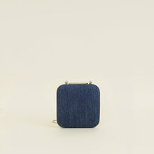 Manolo Blahnik Blue Denim Pearl Embellished Hangisi Clutch Bag
