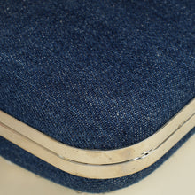Manolo Blahnik Blue Denim Pearl Embellished Hangisi Clutch Bag