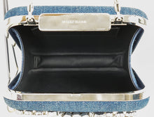 Manolo Blahnik Blue Denim Pearl Embellished Hangisi Clutch Bag