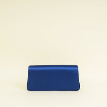 Manolo Blahnik Navy Blue Satin Gothisi Jewel Buckle Clutch