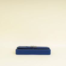Manolo Blahnik Navy Blue Satin Gothisi Jewel Buckle Clutch