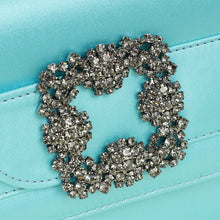 Manolo Blahnik Tiffany Satin Gothisi Jewel Buckle Clutch