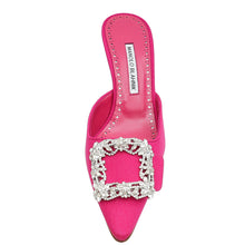 Manolo Blahnik Dark Fuchsia Double Maysale 50 Mules 38