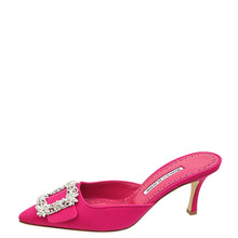 Manolo Blahnik Dark Fuchsia Double Maysale 50 Mules 38
