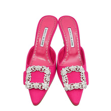 Manolo Blahnik Dark Fuchsia Double Maysale 50 Mules 38