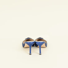 Manolo Blahnik Blue Satin Hangisi Mules 36.5