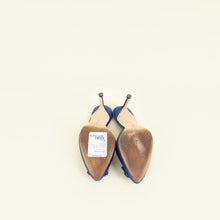 Manolo Blahnik Blue Satin Hangisi Mules 36.5
