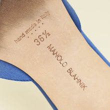 Manolo Blahnik Blue Satin Hangisi Mules 36.5