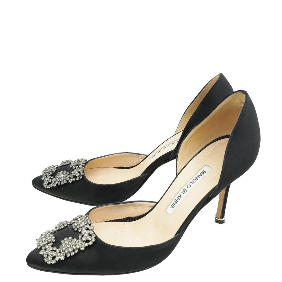 Manolo Blahnik Black Hangisi D'Orsay Pumps 37