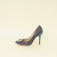Manolo Blahnik Teal Multicolor Hangisi Glitter Pump 38.5