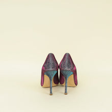 Manolo Blahnik Teal Multicolor Hangisi Glitter Pump 38.5