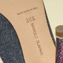 Manolo Blahnik Teal Multicolor Hangisi Glitter Pump 38.5