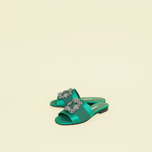 Manolo Blahnik Green Martamod Flat Slides Sandal 36