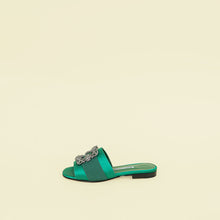 Manolo Blahnik Green Martamod Flat Slides Sandal 36