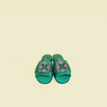 Manolo Blahnik Green Martamod Flat Slides Sandal 36