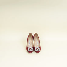 Manolo Blahnik Burgundy Hangisi Satin Pump 37