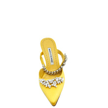 Manolo Blahnik Yellow Lurum Satin Crystal Slingback Mules 38.5