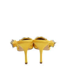 Manolo Blahnik Yellow Lurum Satin Crystal Slingback Mules 38.5