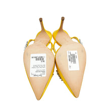 Manolo Blahnik Yellow Lurum Satin Crystal Slingback Mules 38.5