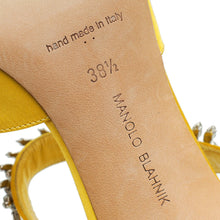 Manolo Blahnik Yellow Lurum Satin Crystal Slingback Mules 38.5