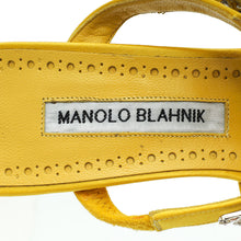 Manolo Blahnik Yellow Lurum Satin Crystal Slingback Mules 38.5
