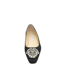 Manolo Blahnik Black Satin Okkava Flat Ballet 38.5