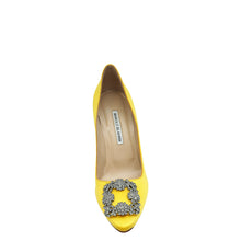 Manolo Blahnik Yellow Hangisi Embellished Satin Pump 38