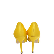Manolo Blahnik Yellow Hangisi Embellished Satin Pump 38