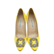 Manolo Blahnik Yellow Hangisi Embellished Satin Pump 38