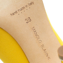 Manolo Blahnik Yellow Hangisi Embellished Satin Pump 38